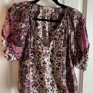 Ulla Johnson pink floral cotton blouse sz 4